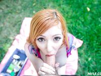 Brown-eyed MILF With Big Juggs Pleasures Younger Dude Outdoors photos (Lauren Phillips)