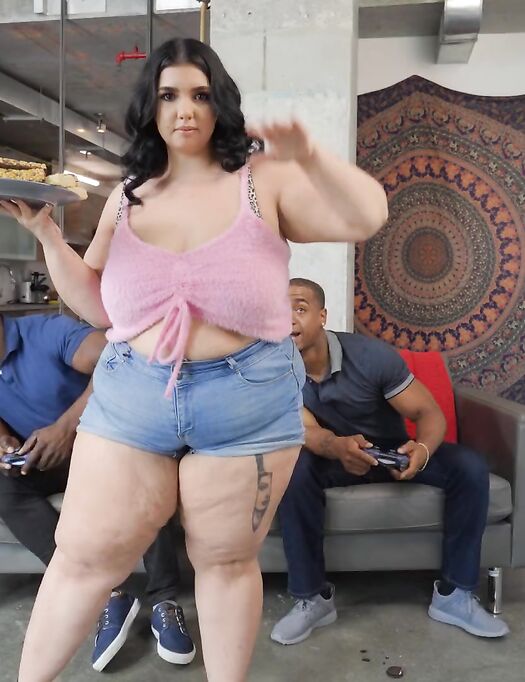 Fat Brunette With Pierced Nipples Serves Two BBCs photos (Rose Kush)